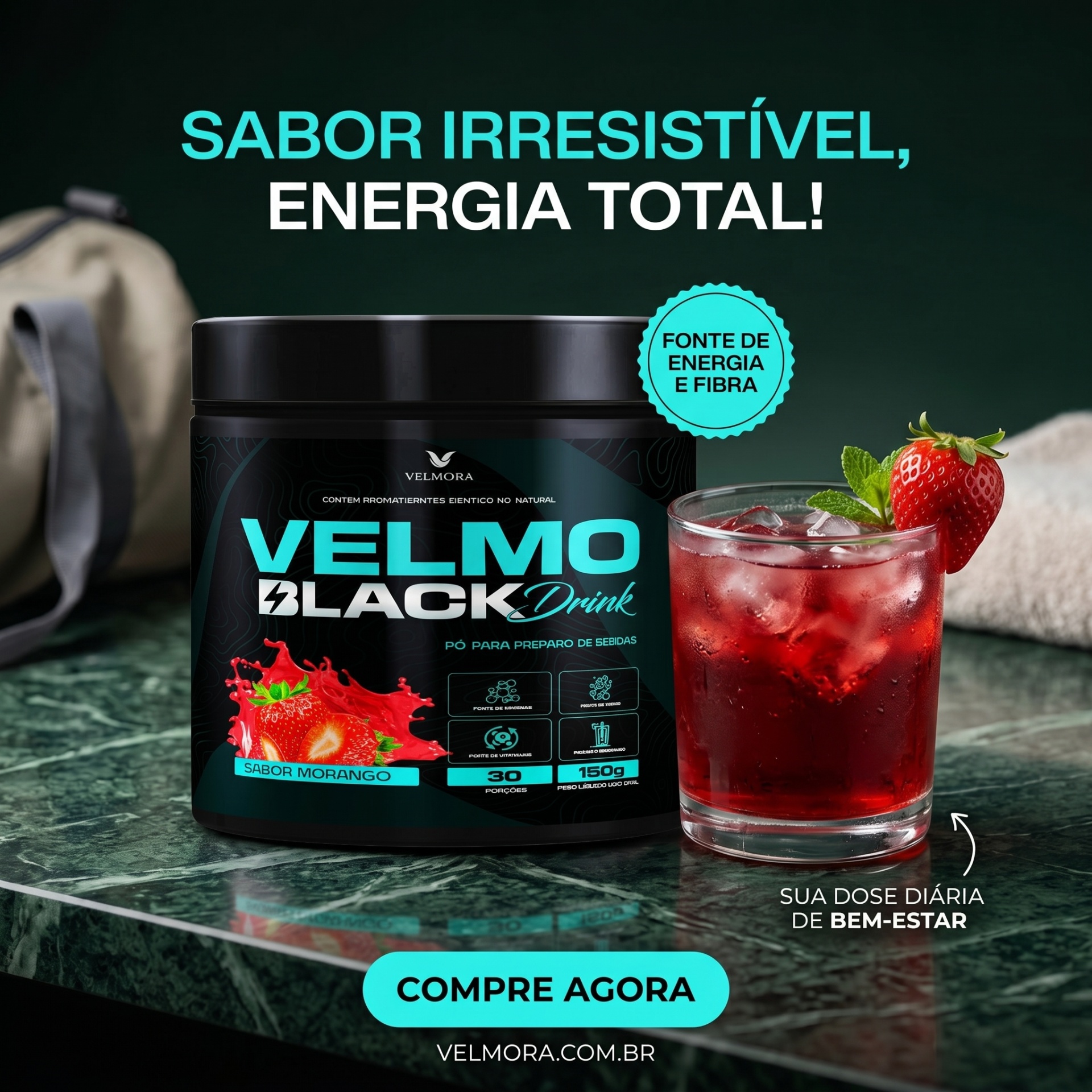 Velmo Black Drink Morango